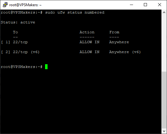 check active rules in ufw