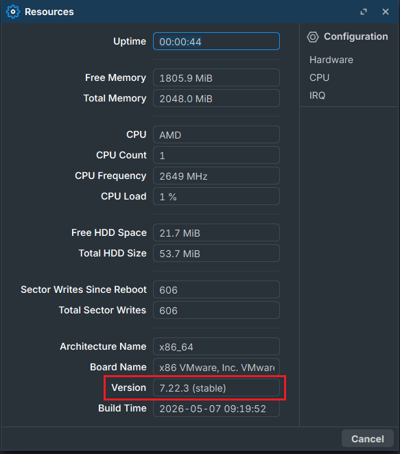 check your mikrotik router os version