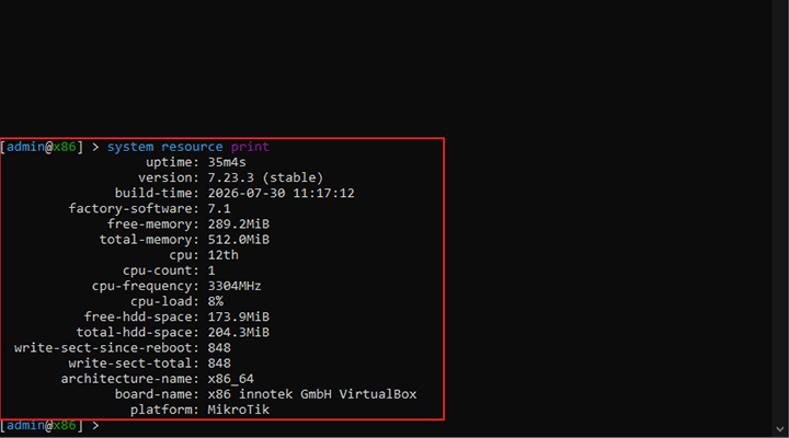 Check MikroTik specifications using CLI