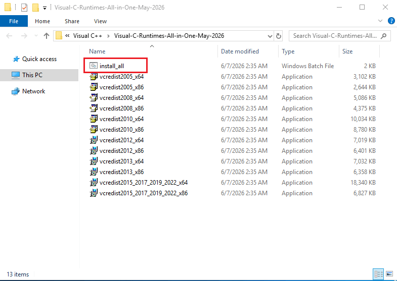 installing all visual c++ packages all in one