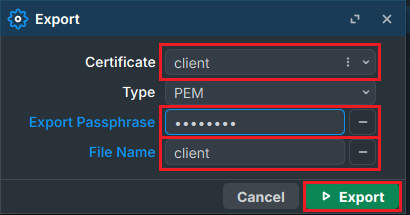 Client certificate export mikrotik for openVPN