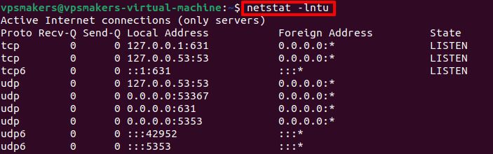 commend nestat -lntu