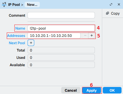 create new IP pool