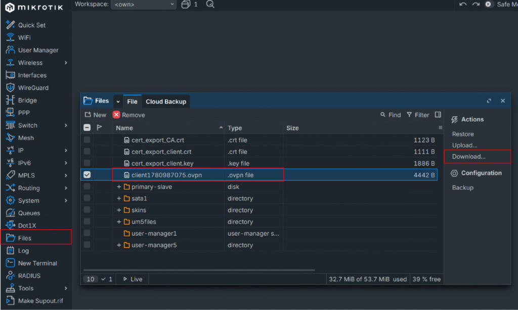 download .ovpn file
