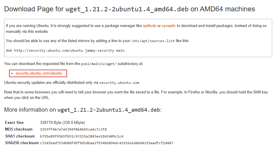 download page of ubuntu deb packages