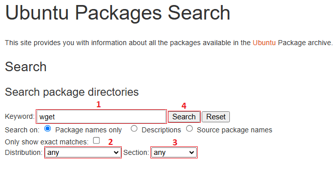 download specified package on ubuntu