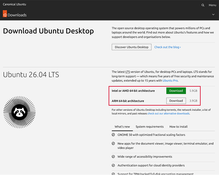Download Ubuntu 26 LTS from Ubuntu Website