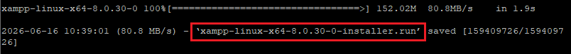 download xampp with wger command on linux