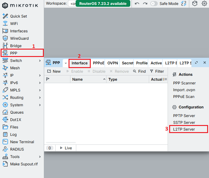 enable L2TP Server on mikrotik