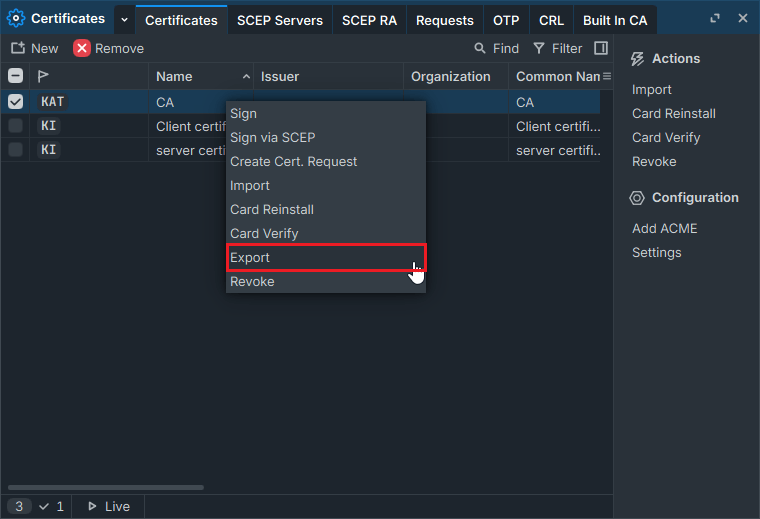 exporting certificate in mikrotik