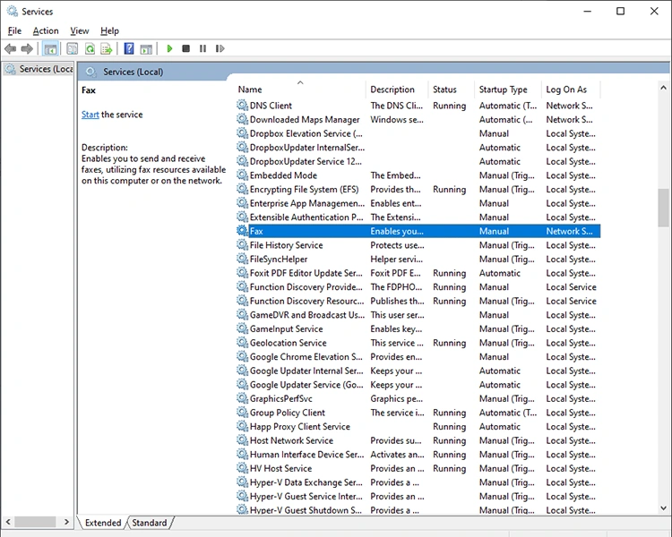 find services in windows