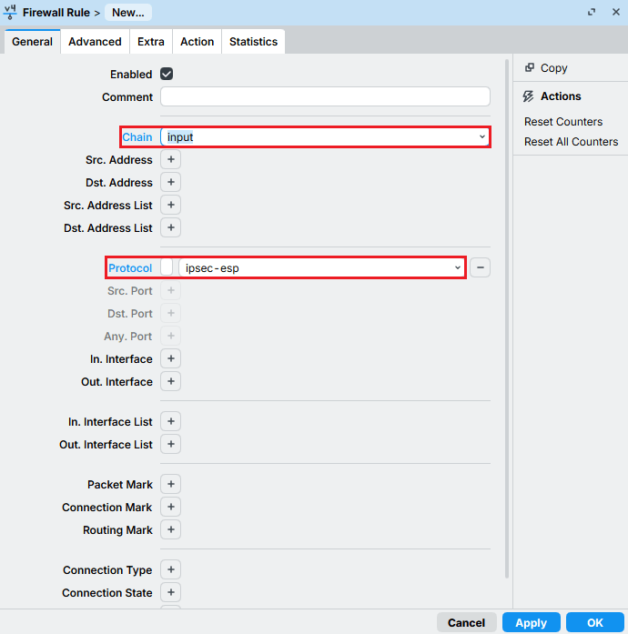 firewall rules for IPSec