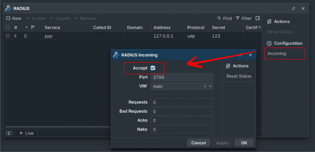 enable incoming connections