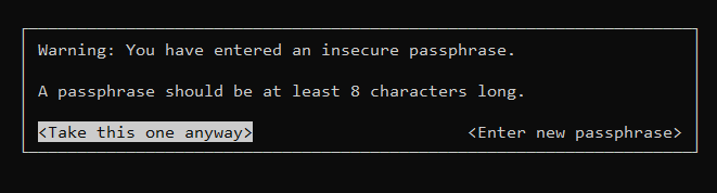 inseucre password warning in gpg encryption