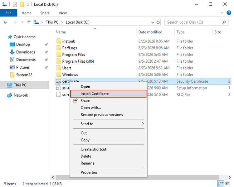 install .cer files