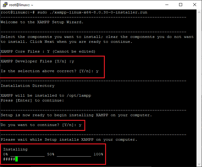 xampp interactive installation final step