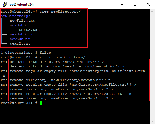 remove directory interactively in linux