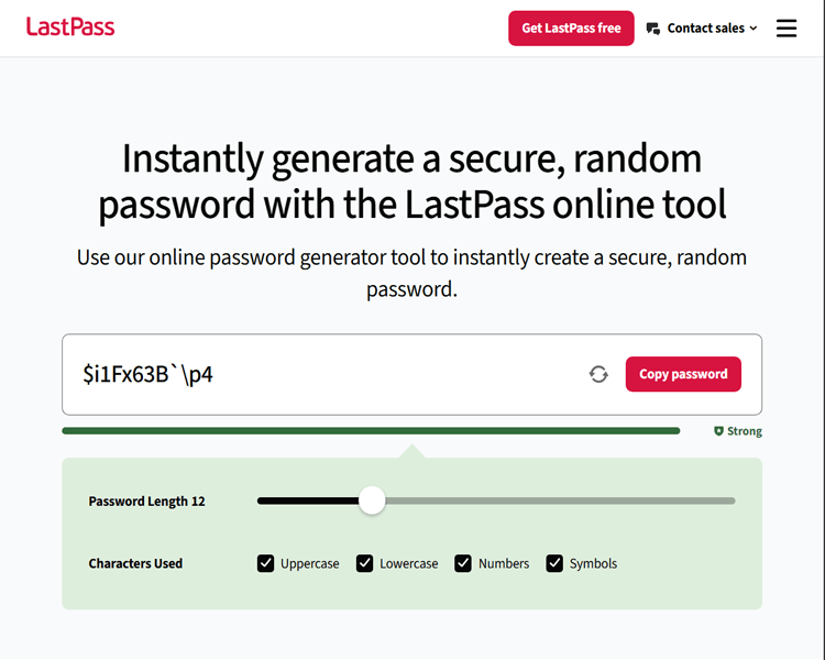 generate a secure, random password with the LastPass