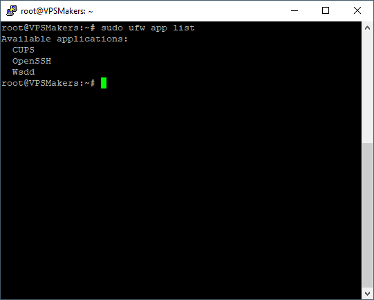 list existing app profiles in ufw