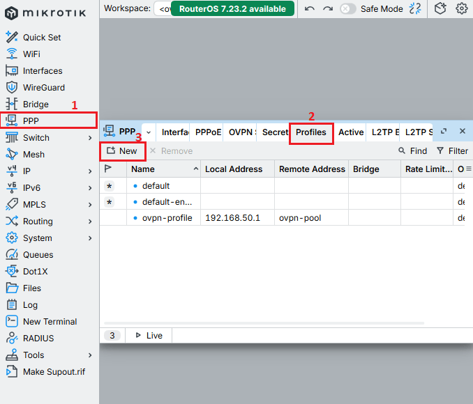 navigate to ppp profile for L2TP