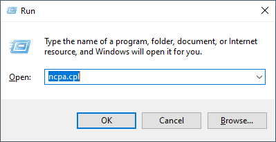 open windows network setting with run