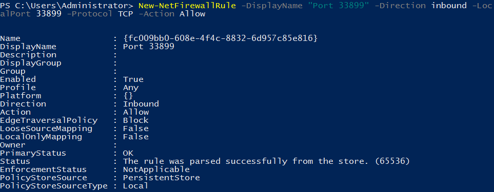 open port with Powershell