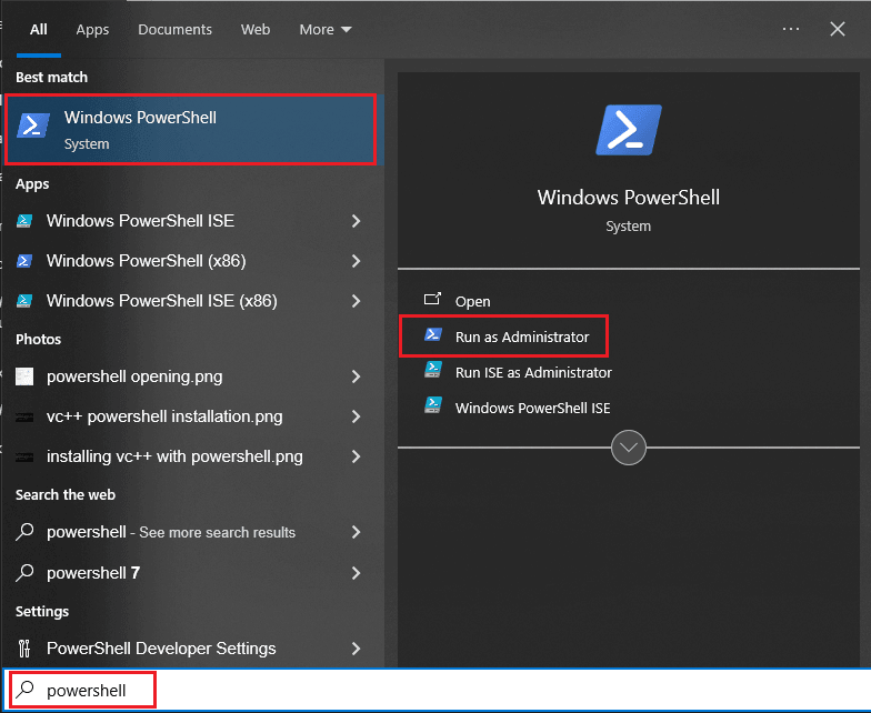 search and open powershell in windows
