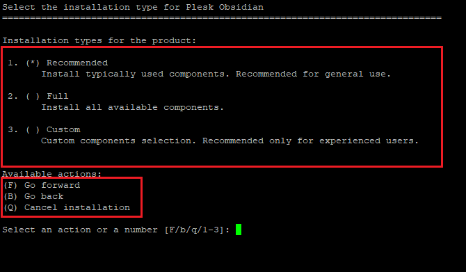 select product type plesk interactive installation with CLI on ununto 24