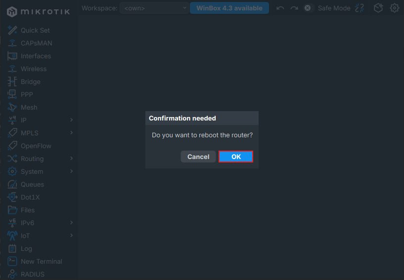 reboot mikrotik after update