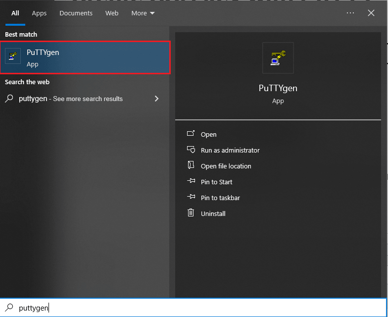 search for your puttygen application on your windows