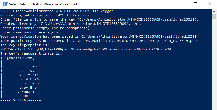 ssh key creation with powershell in windows
