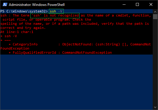 ssh key not recognized as an internal or external command error in windows