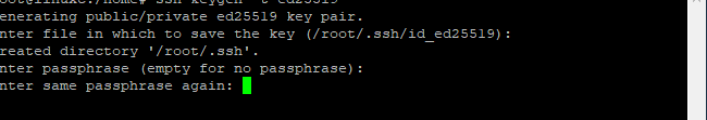SSH key creation password requirment in linux terminal