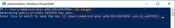 specifiy location to save the ssh keys on windows