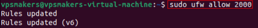 sudo ufw allow 2000