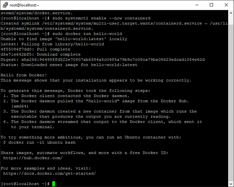 test docker on CentOS