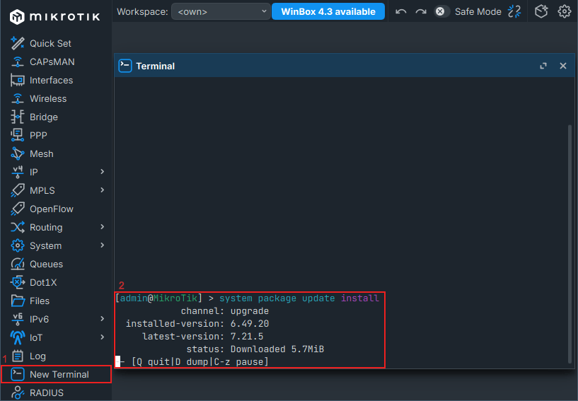 upgrade RouterOS using CLI