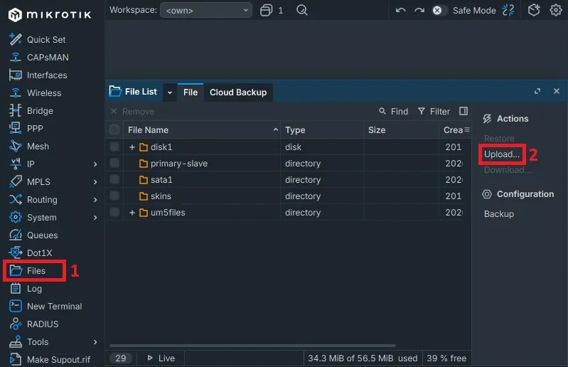 upload npk file on MikroTik