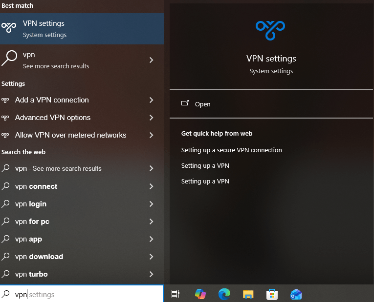 vpn settings on windows
