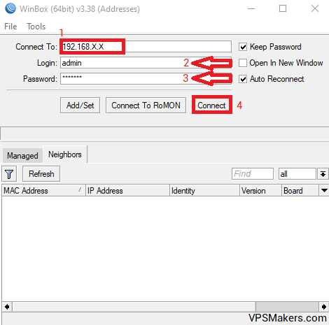 Connect to your MikroTik Router