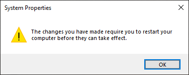 Windows asks for restart to apply Vmemory