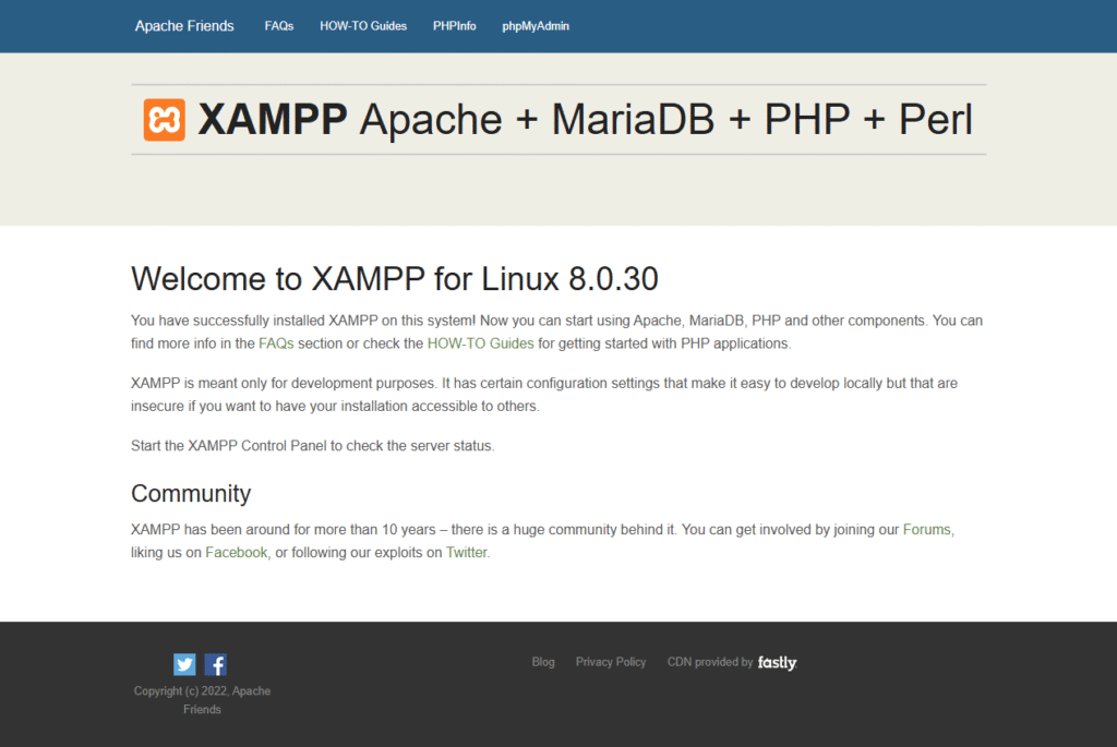 access XAMPP control panel on browser